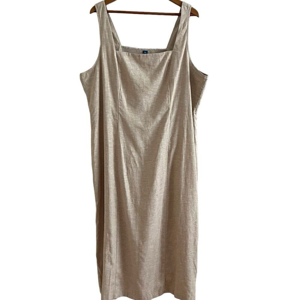 Old Navy Square Neck overall Dress XXL 2XL Linen